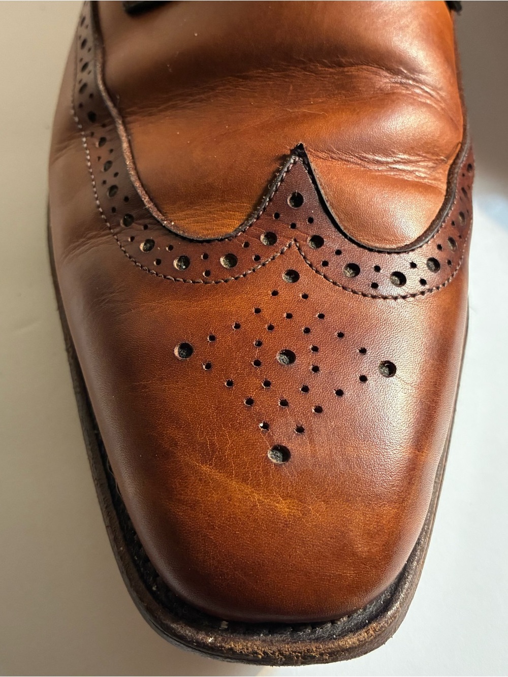 Allen Edmonds Cognac Brown Leather Wingtip Oxfords Men’s Size 13 - Picture 7 of 12